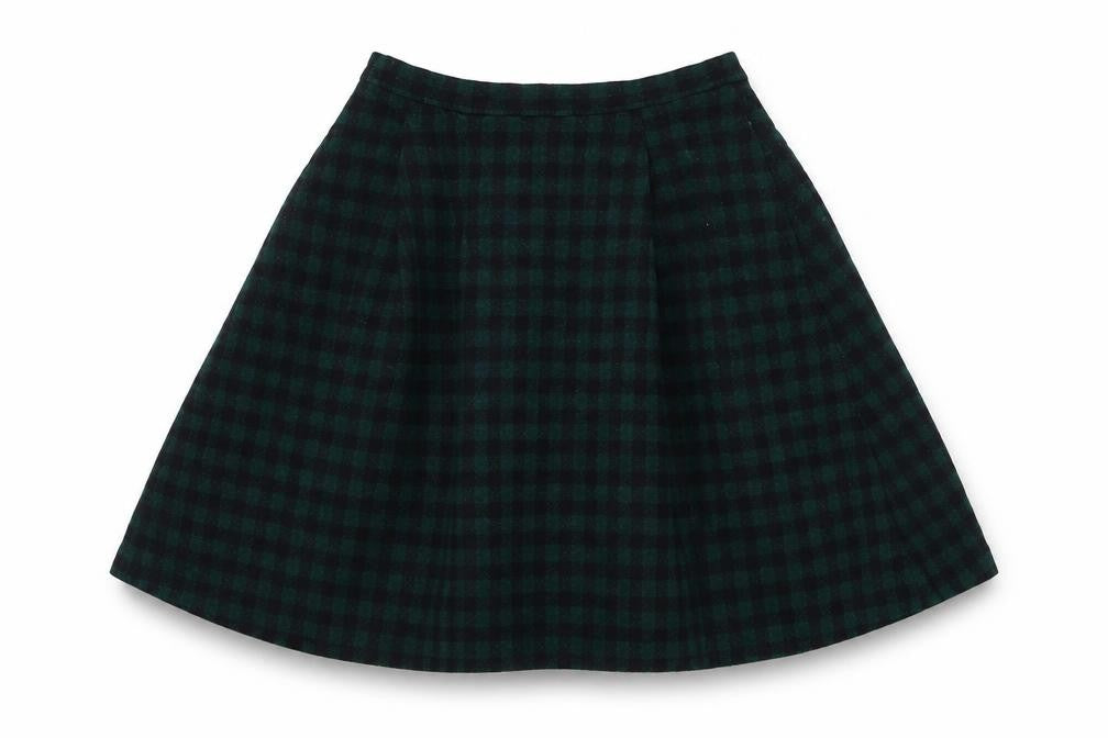 Unqilo Womens Green Check Wool A-Line Skirt Size 27 in Zip