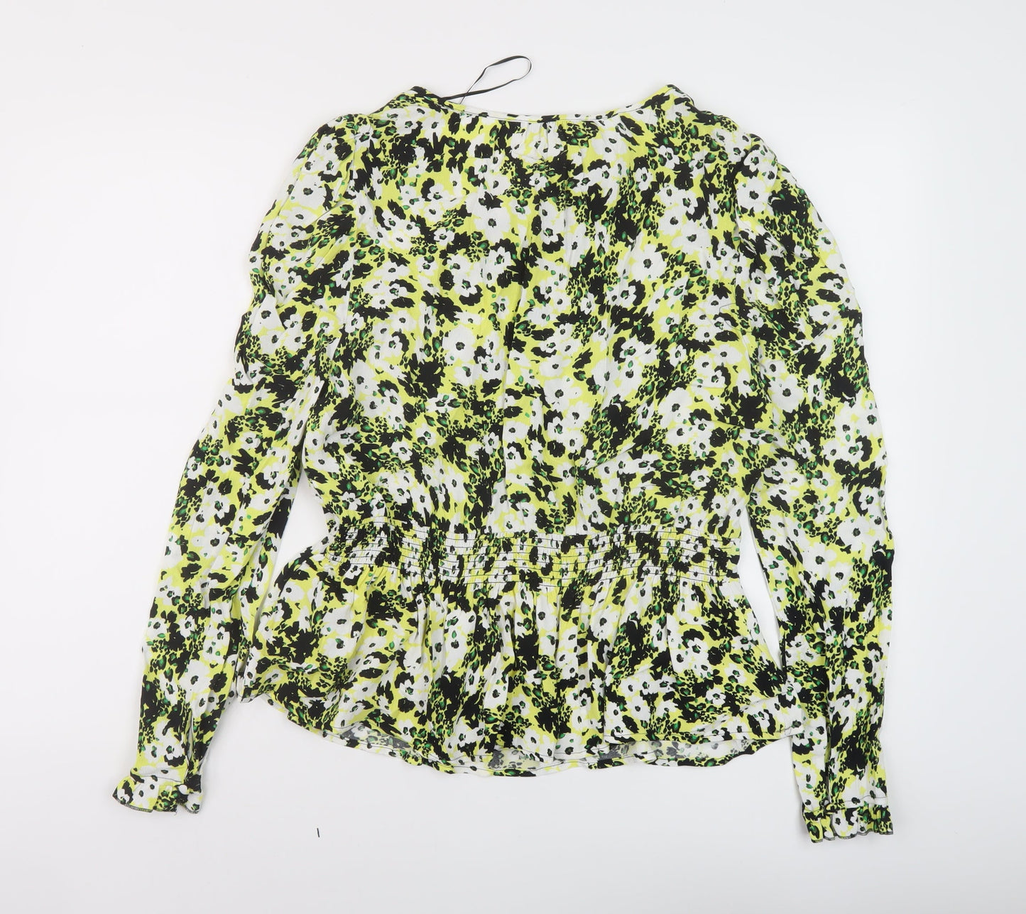 Marks and Spencer Womens Multicoloured Geometric Viscose Basic Blouse Size 10 Round Neck