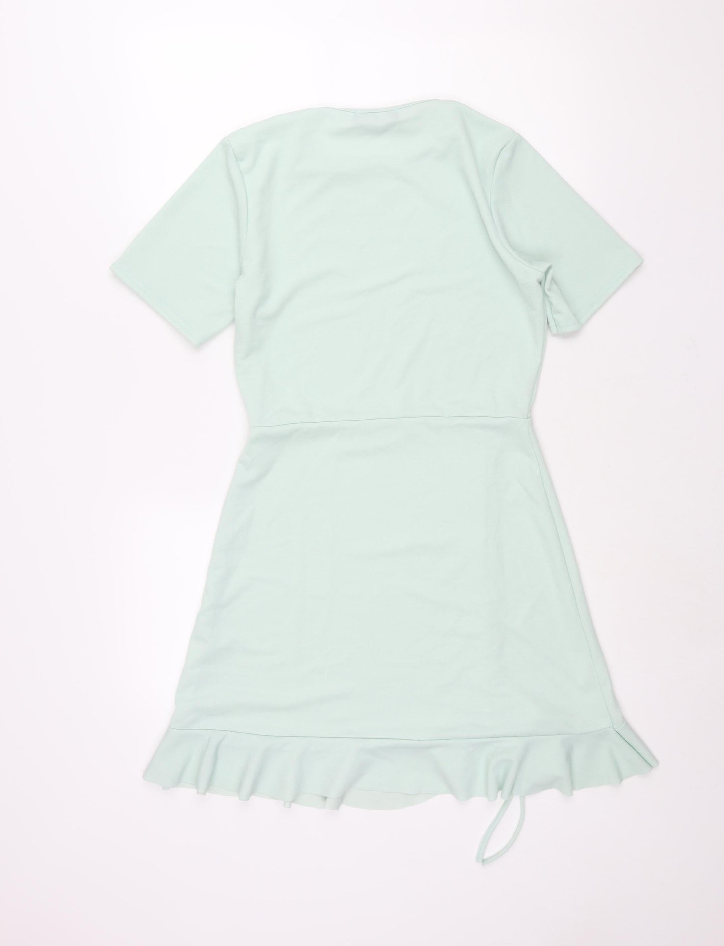 In the Style Womens Green Polyester Shift Size 10 Round Neck Pullover - Frill Drawstring Rouched