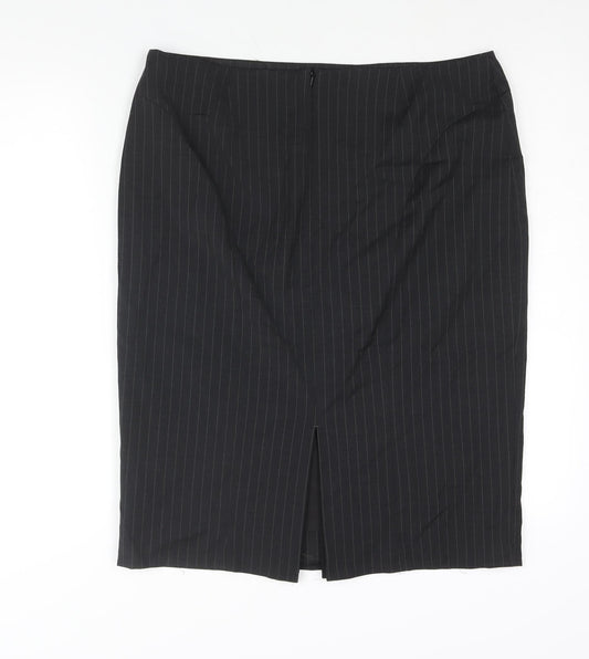 Wardrobe Womens Black Polyester Straight & Pencil Skirt Size 36 in Zip
