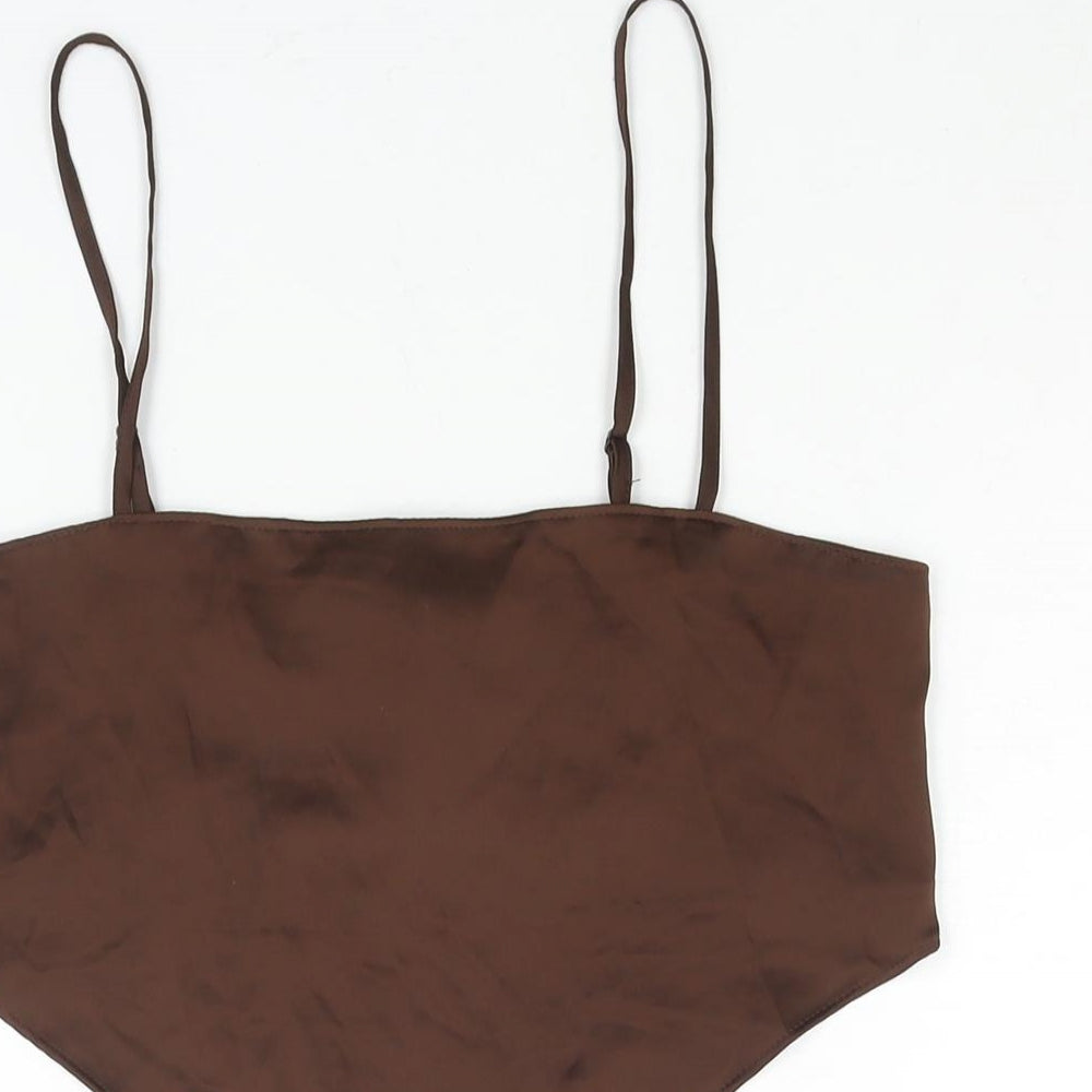 Divided by H&M Womens Brown Polyester Camisole Blouse Size S Square Neck