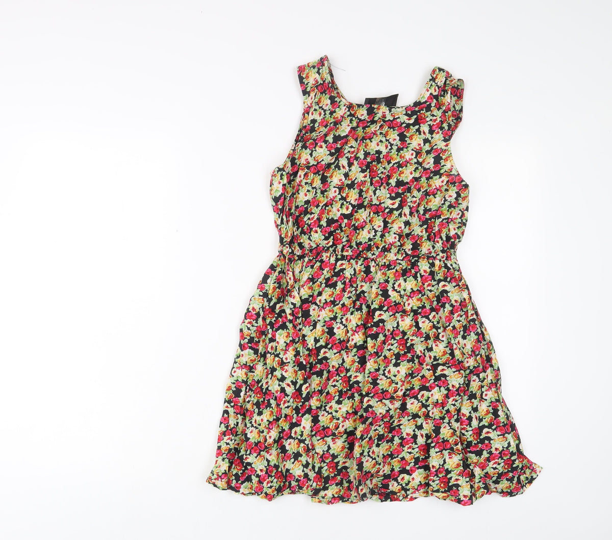 AX Paris Womens Multicoloured Floral Cotton A-Line Size 8 Scoop Neck Pullover