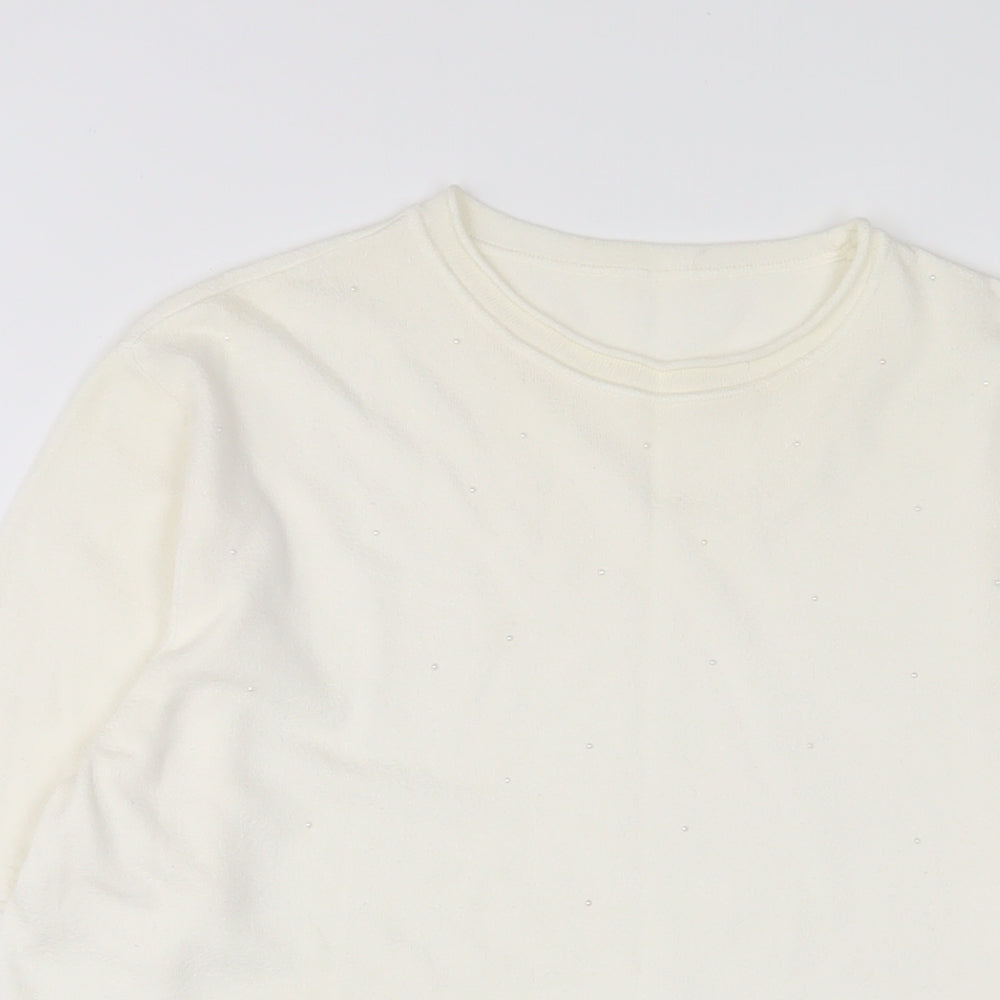 Gerry Weber Womens White Viscose Basic Polo Size 12 Crew Neck