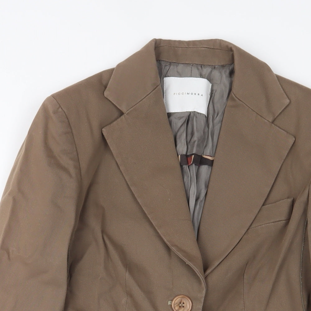 Picci Morra Womens Brown Jacket Blazer Size 12 Button