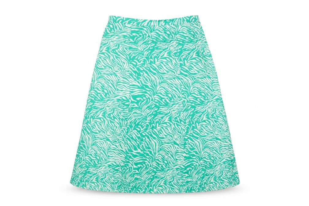Marks and Spencer Womens Green Animal Print Viscose Bandage Skirt Size 14 Zip