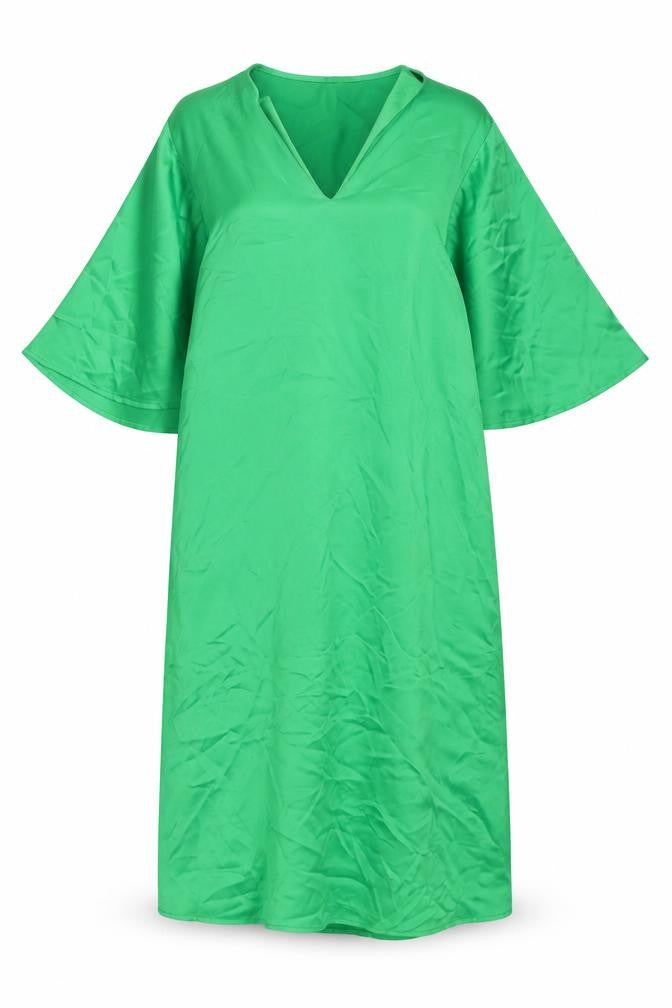 Zara Womens Green Polyester A-Line Size M V-Neck