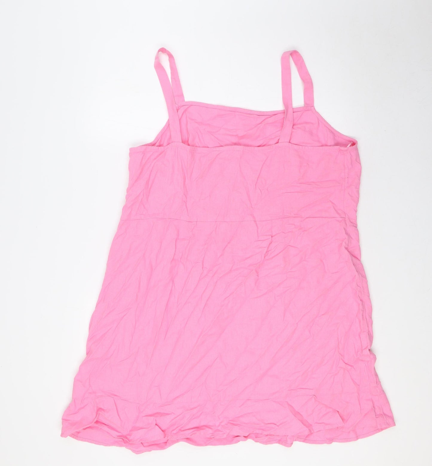 Marks and Spencer Womens Pink Linen A-Line Size 20 Square Neck Zip