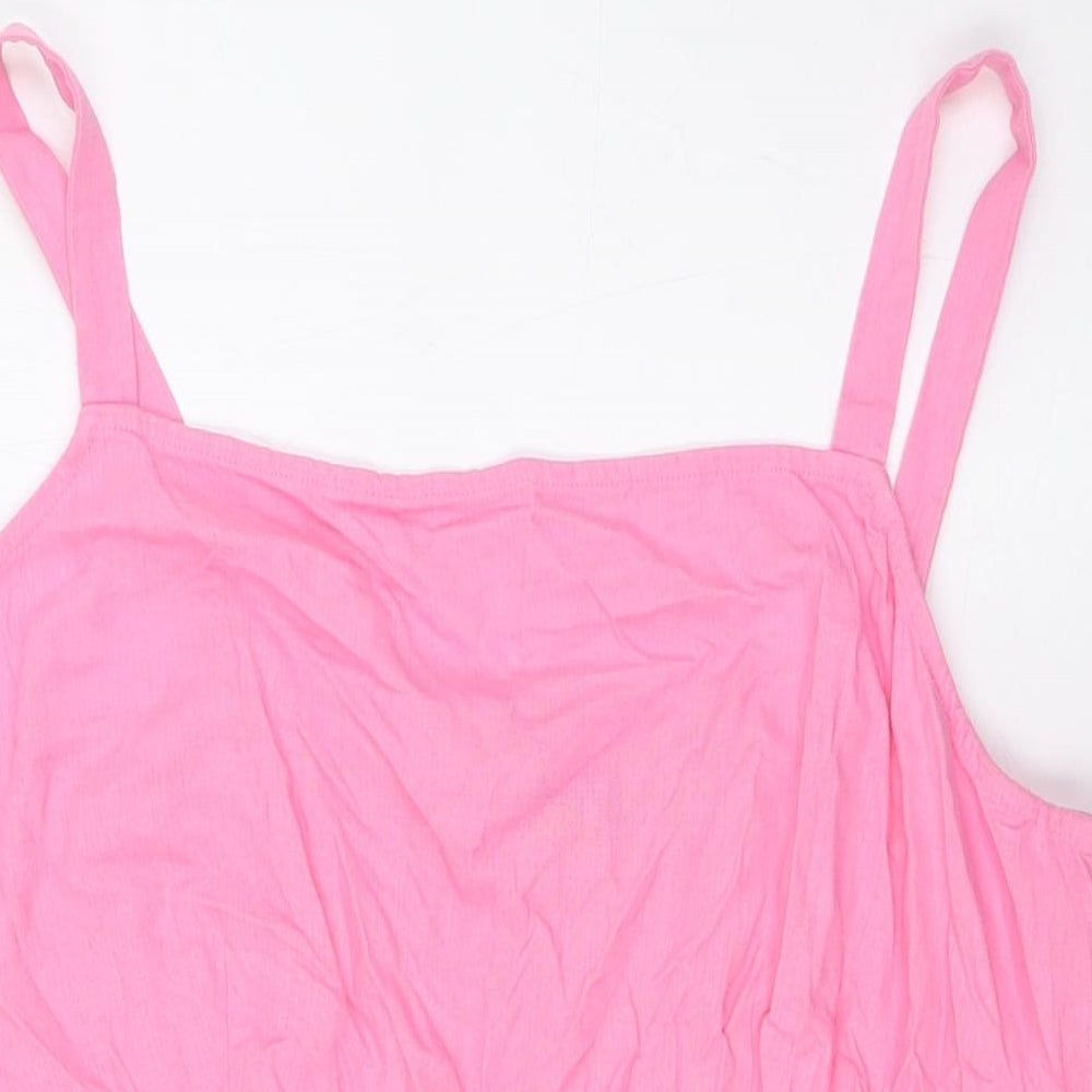 Marks and Spencer Womens Pink Linen A-Line Size 20 Square Neck Zip