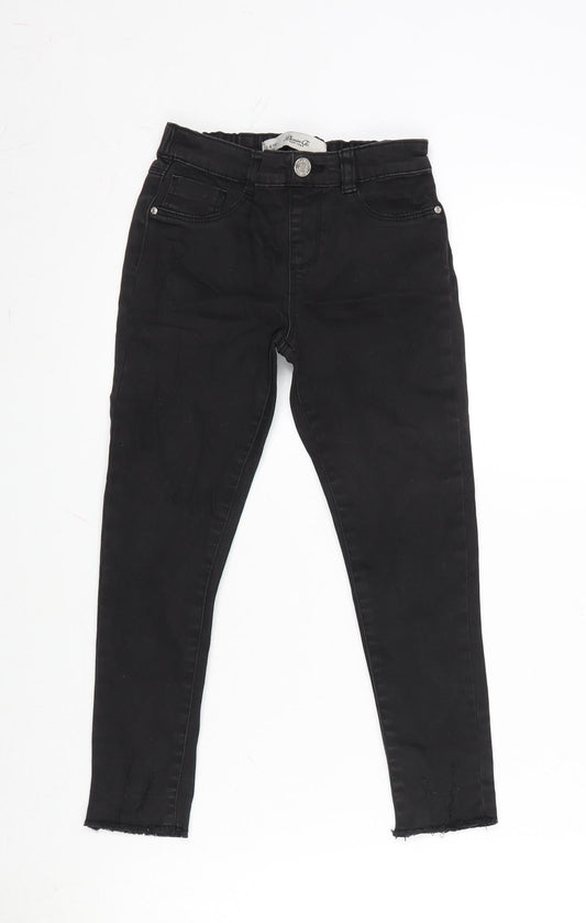 Denim & Co. Girls Black Cotton Straight Jeans Size 5-6 Years L20 in Regular - Raw Hem
