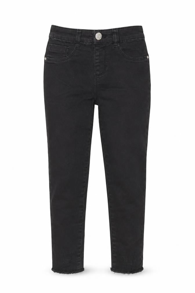 Denim & Co. Girls Black Cotton Straight Jeans Size 5-6 Years L20 in Regular - Raw Hem