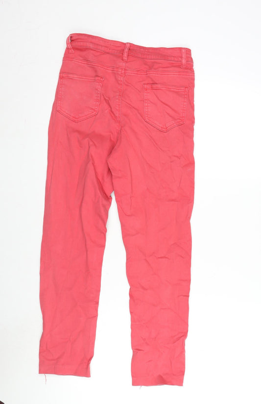 Denim & Co. Womens Pink Cotton Blend Skinny Jeans Size 12 L23.5 in Regular Zip