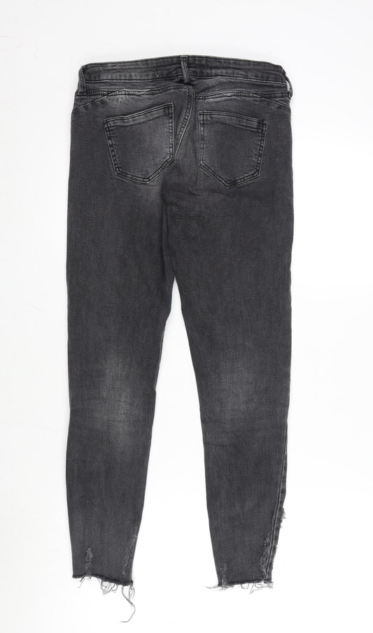 Denim & Co. Womens Grey Cotton Blend Tapered Jeans Size 8 L26 in Regular Zip