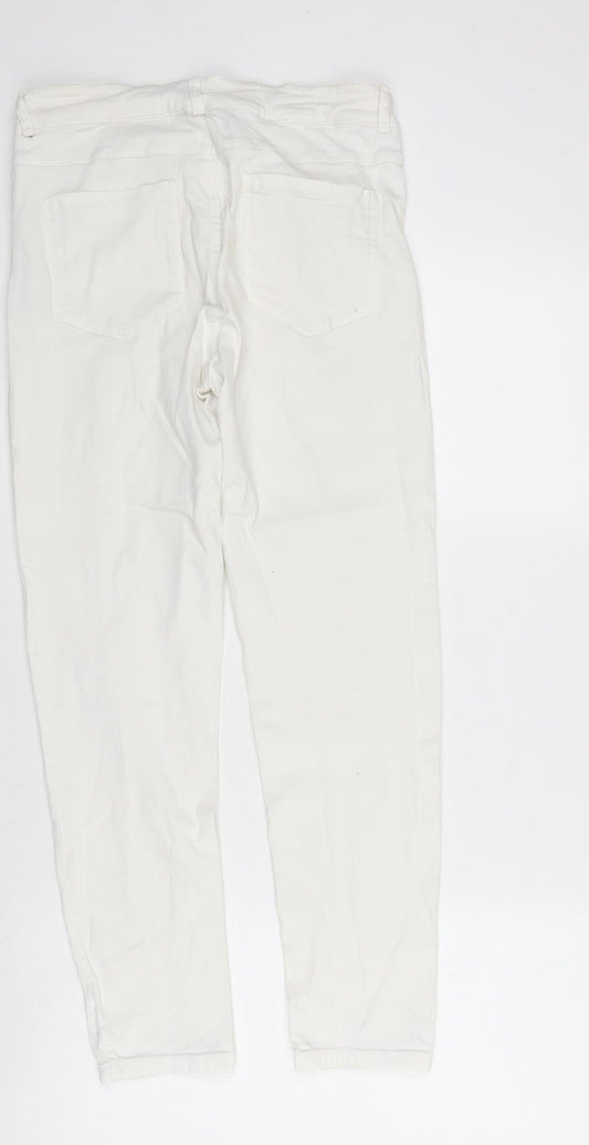 Shana Womens White Cotton Blend Straight Jeans Size 10 L26.5 in Regular Zip