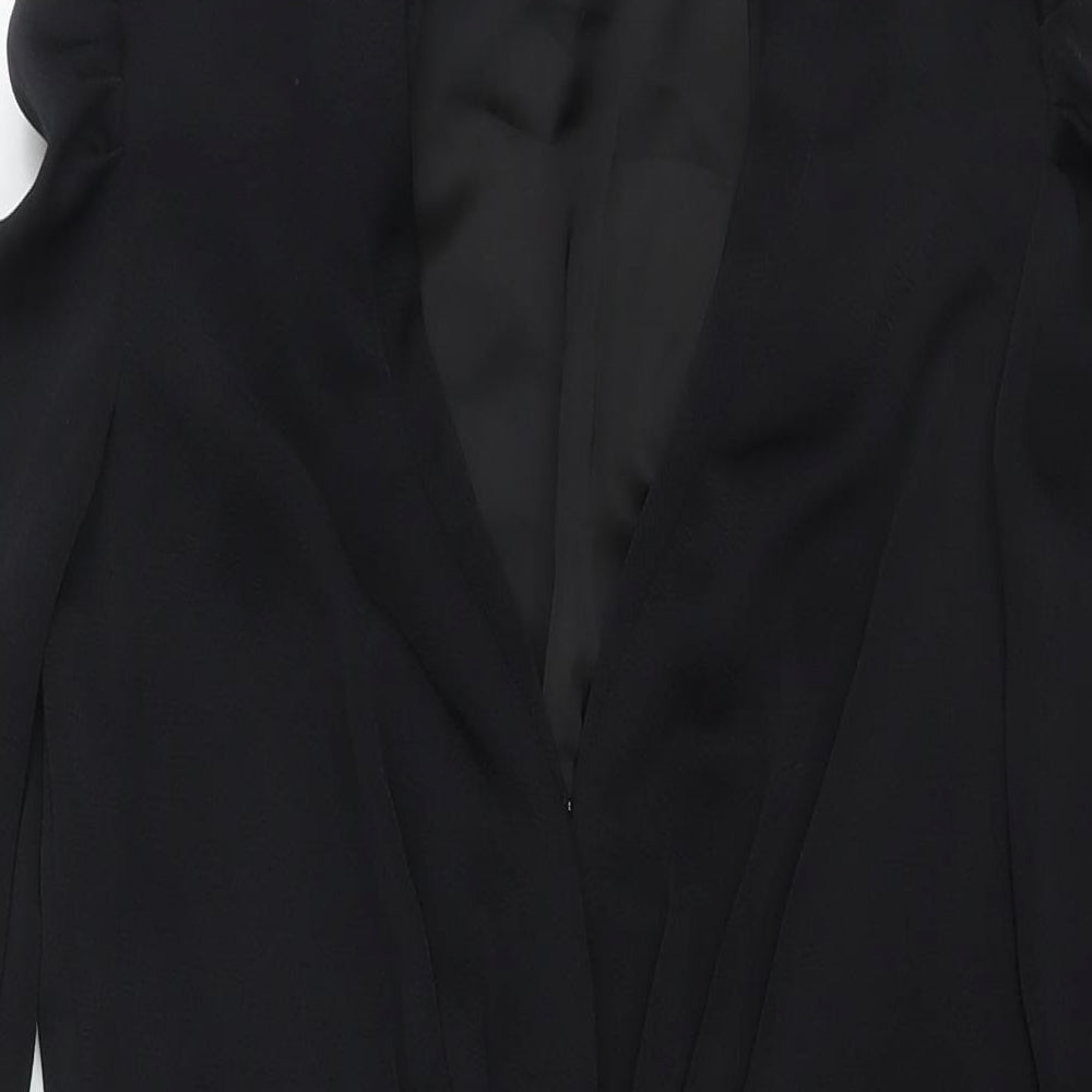 H&M Womens Black Polyester Jacket Dress Size 10 V-Neck Hook & Eye