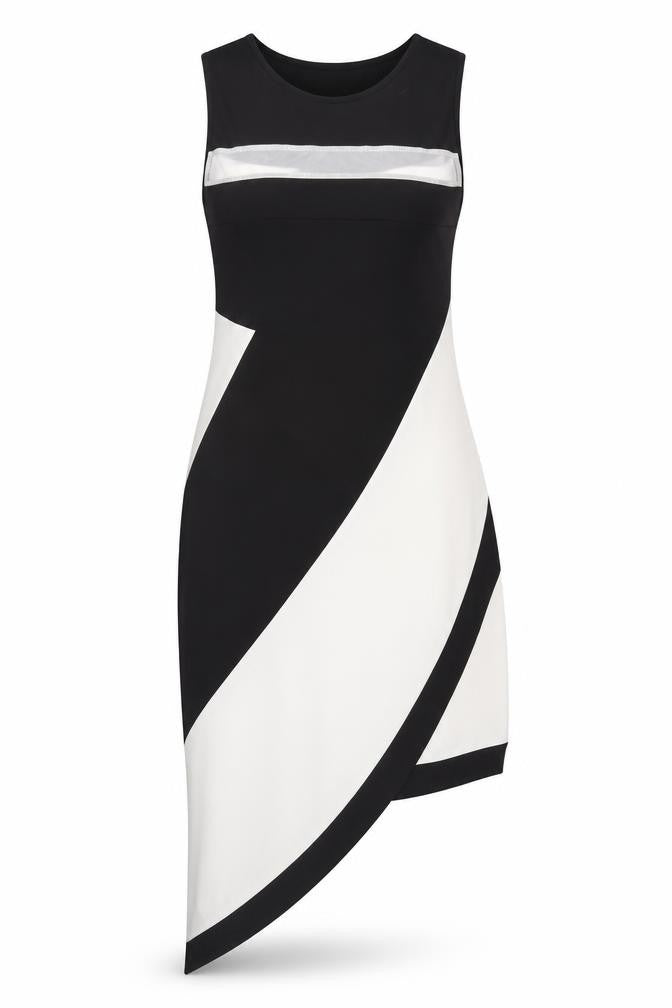 Boohoo Womens White Colourblock Polyester Tank Dress Size 12 Round Neck Pullover