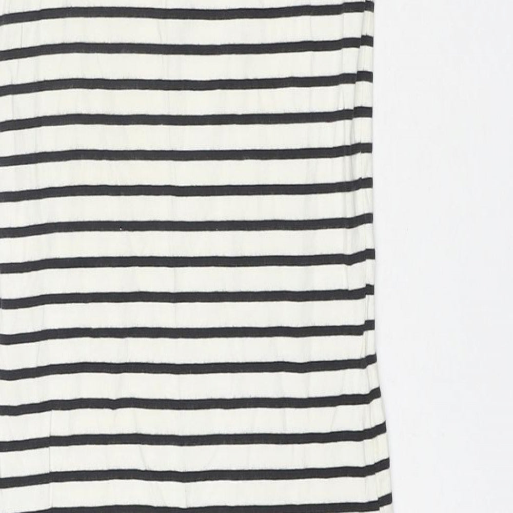 VERO MODA Womens White Striped Cotton Tank Dress Size XS Round Neck Pullover