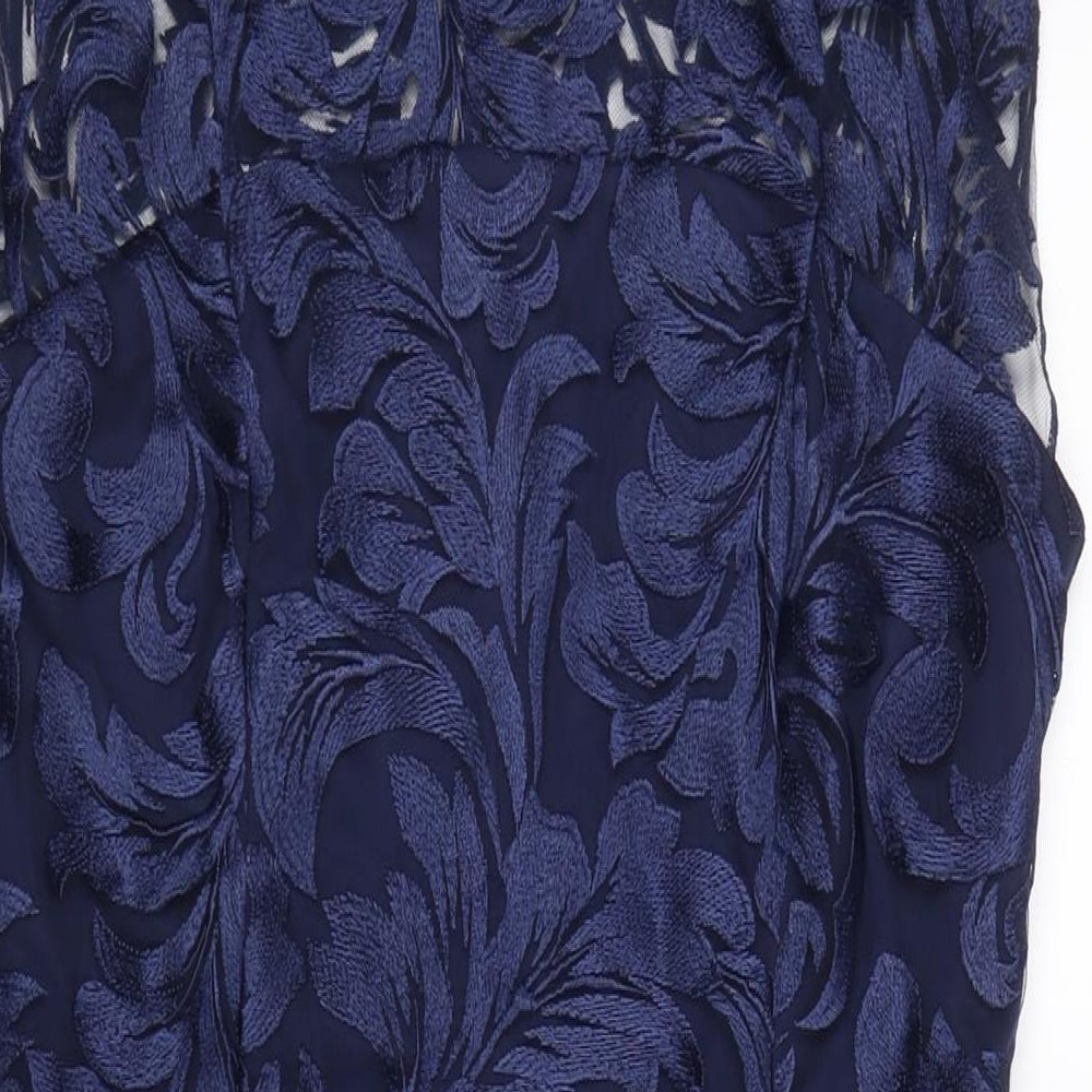 Fenn Wright Manson Womens Blue Floral Polyester A-Line Size 16 Round Neck Zip