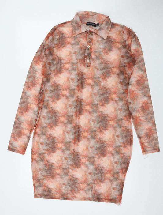 PRETTYLITTLETHING Womens Multicoloured Polyester Shirt Dress Size 16 Collared Button