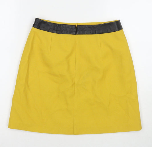 Oasis Womens Yellow Polyester A-Line Skirt Size 10 Zip