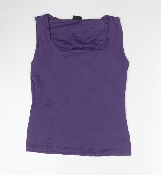 Loge Womens Purple Polyamide Basic Tank Size 14 Round Neck