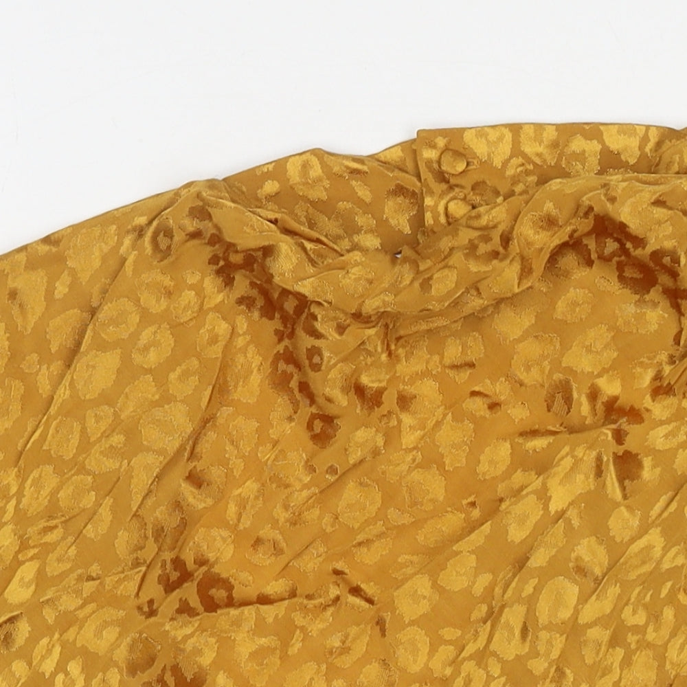 Topshop Womens Yellow Viscose Basic Blouse Size 6 Cowl Neck