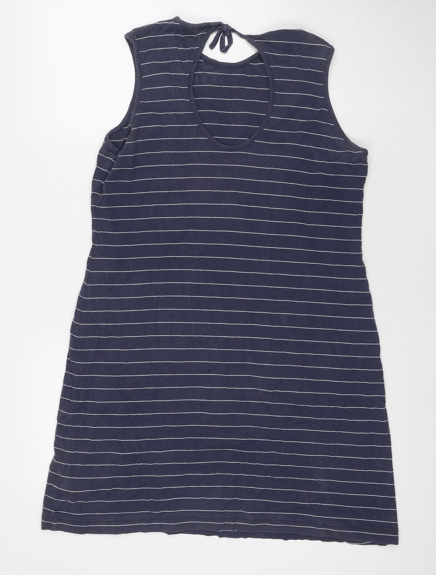 Racing Green Womens Blue Striped Cotton Tank Dress Size 18 Round Neck Pullover