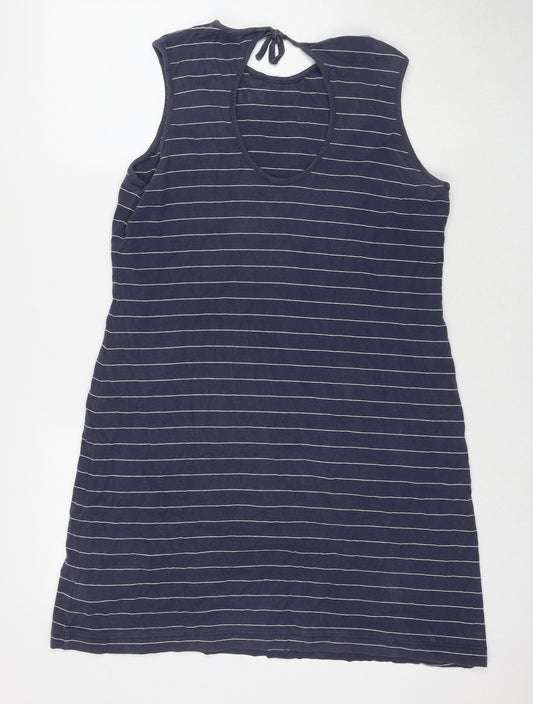 Racing Green Womens Blue Striped Cotton Tank Dress Size 18 Round Neck Pullover