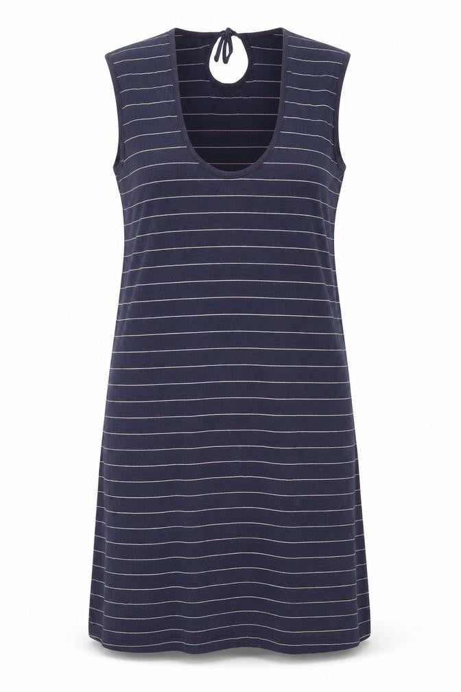 Racing Green Womens Blue Striped Cotton Tank Dress Size 18 Round Neck Pullover