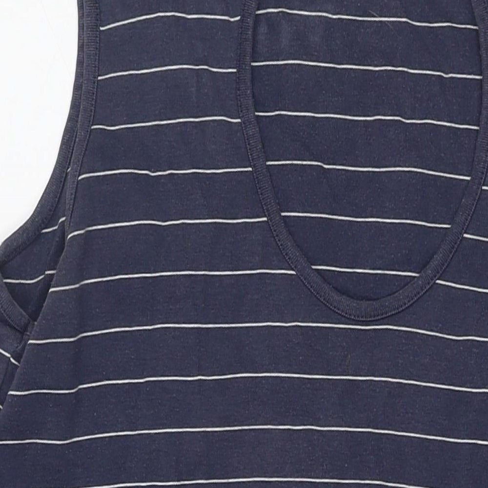 Racing Green Womens Blue Striped Cotton Tank Dress Size 18 Round Neck Pullover