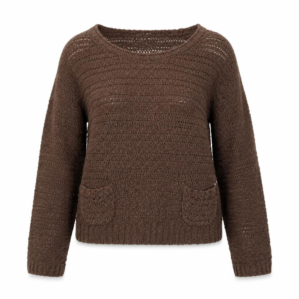 Marks and Spencer Womens Brown Round Neck Acrylic Pullover Jumper Size 8