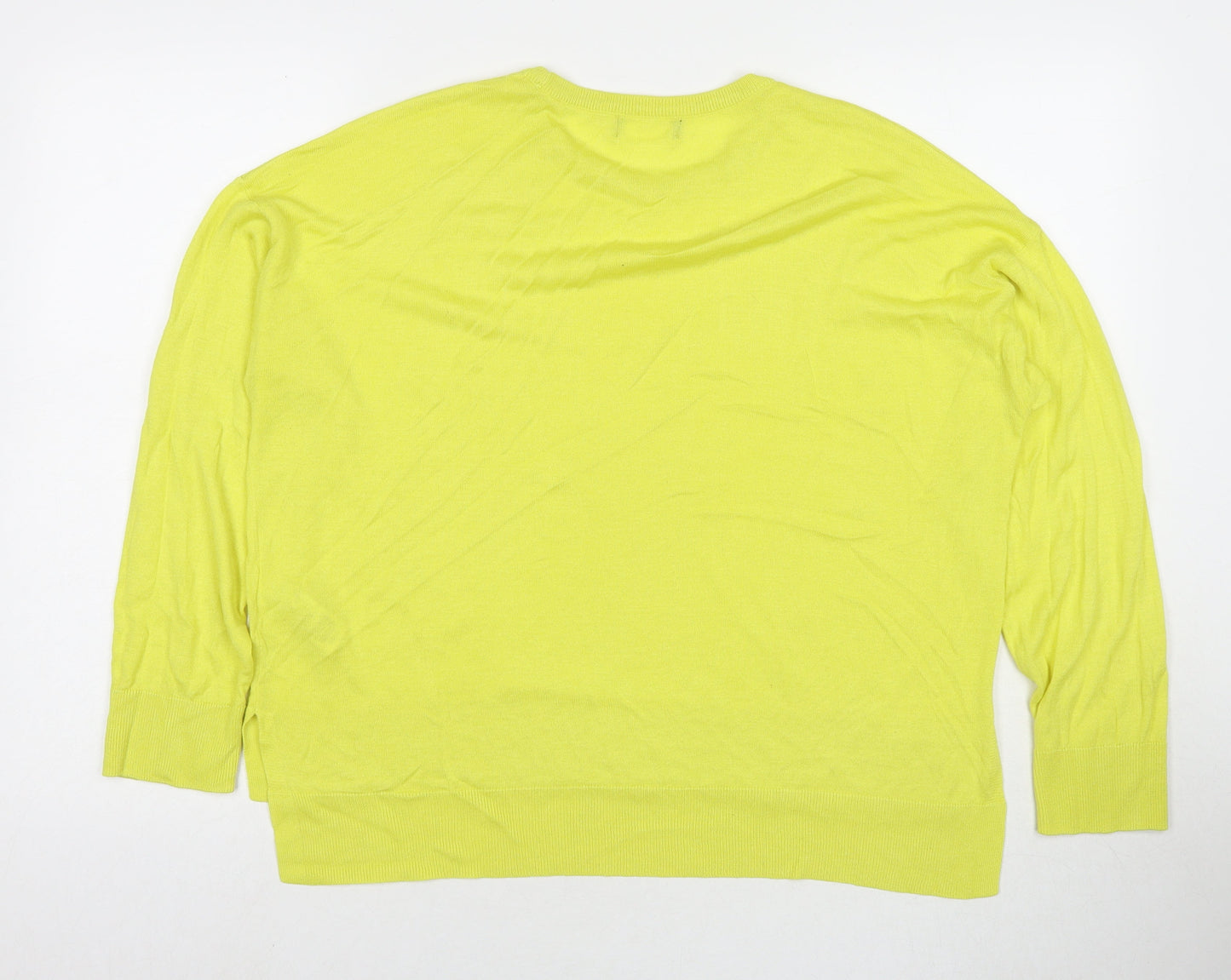 New Look Womens Yellow Round Neck Acrylic Pullover Jumper Size L