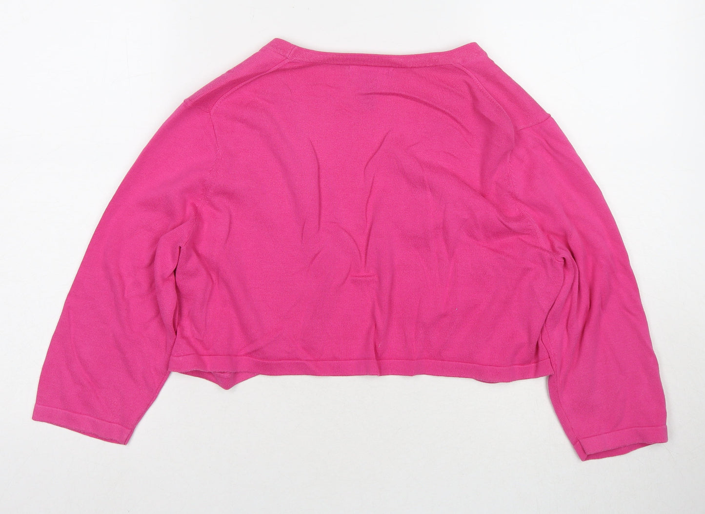 Lands' End Womens Pink V-Neck Cotton Cardigan Jumper Size L