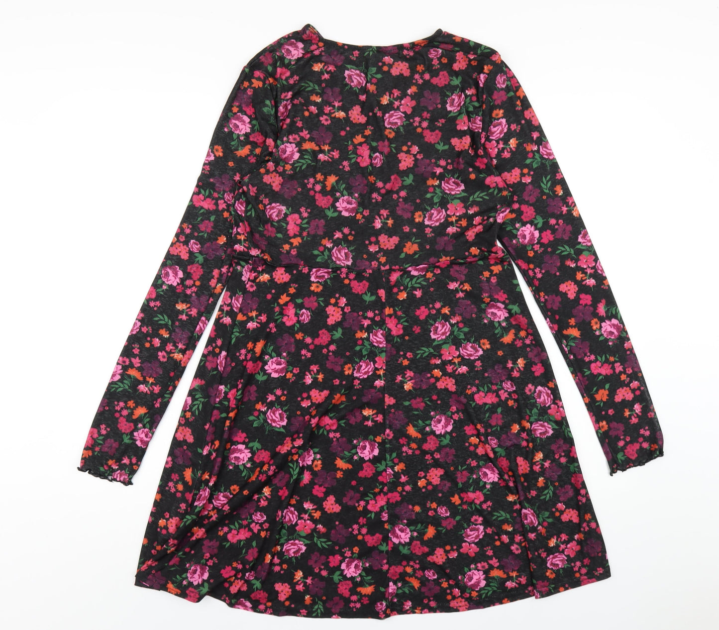 New Look Womens Beige Floral Polyester A-Line Size 12 Round Neck Pullover