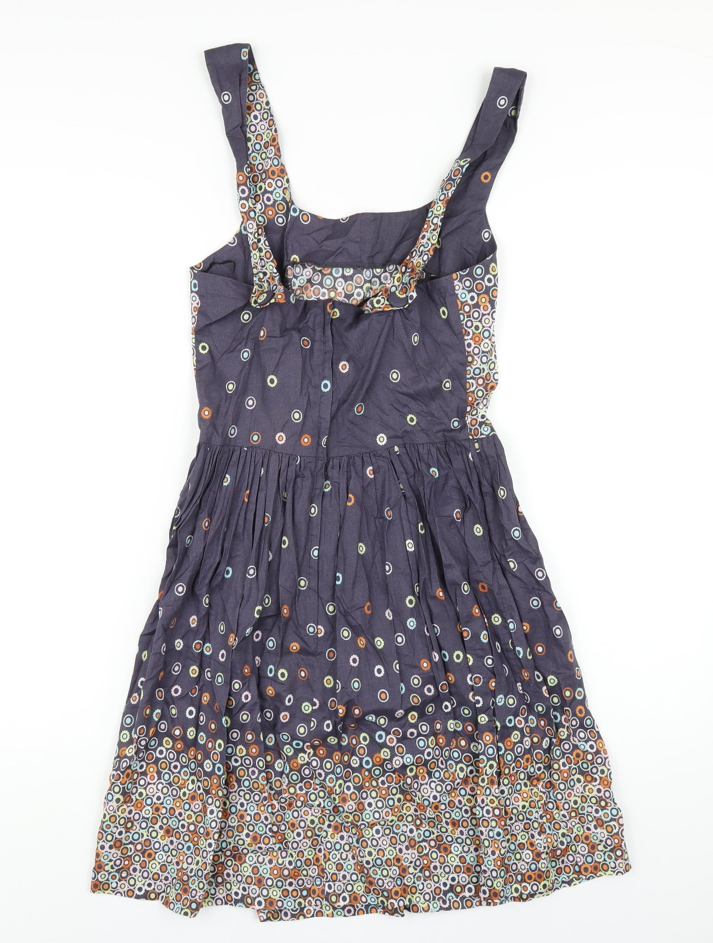 Topshop Womens Multicoloured Geometric Cotton A-Line Size 10 Scoop Neck Zip
