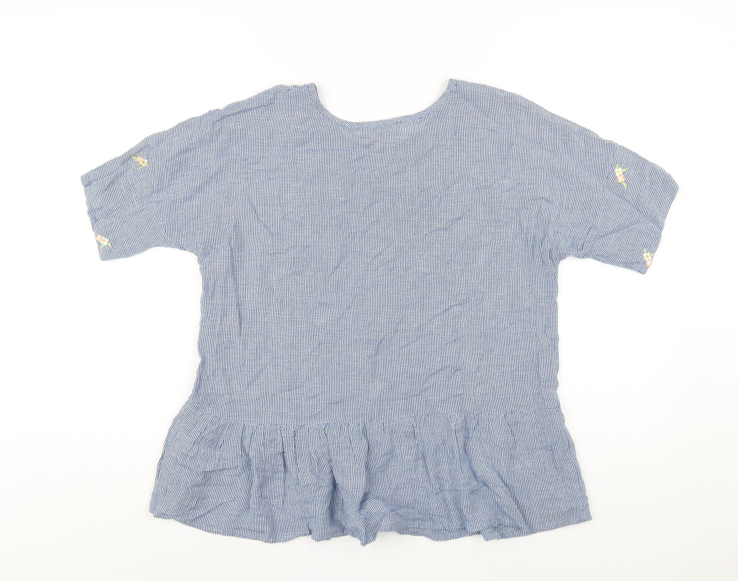 Apricot Womens Blue Geometric Viscose Basic T-Shirt Size 10 Round Neck