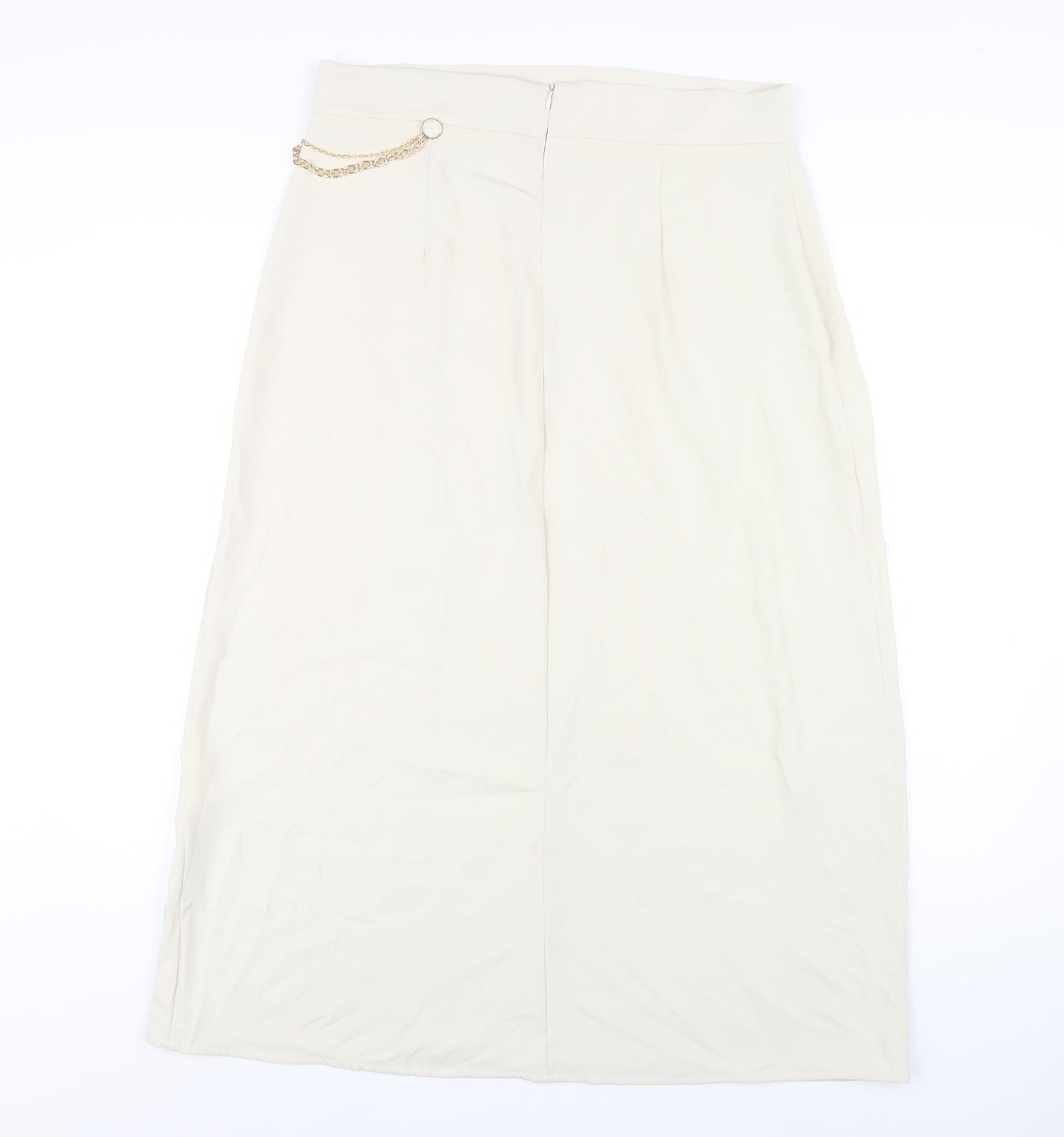 Zara Womens Ivory Polyester A-Line Skirt Size XL Zip