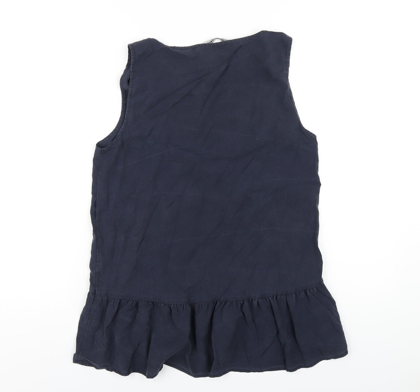 Zara Womens Blue Lyocell Basic Tank Size S Scoop Neck