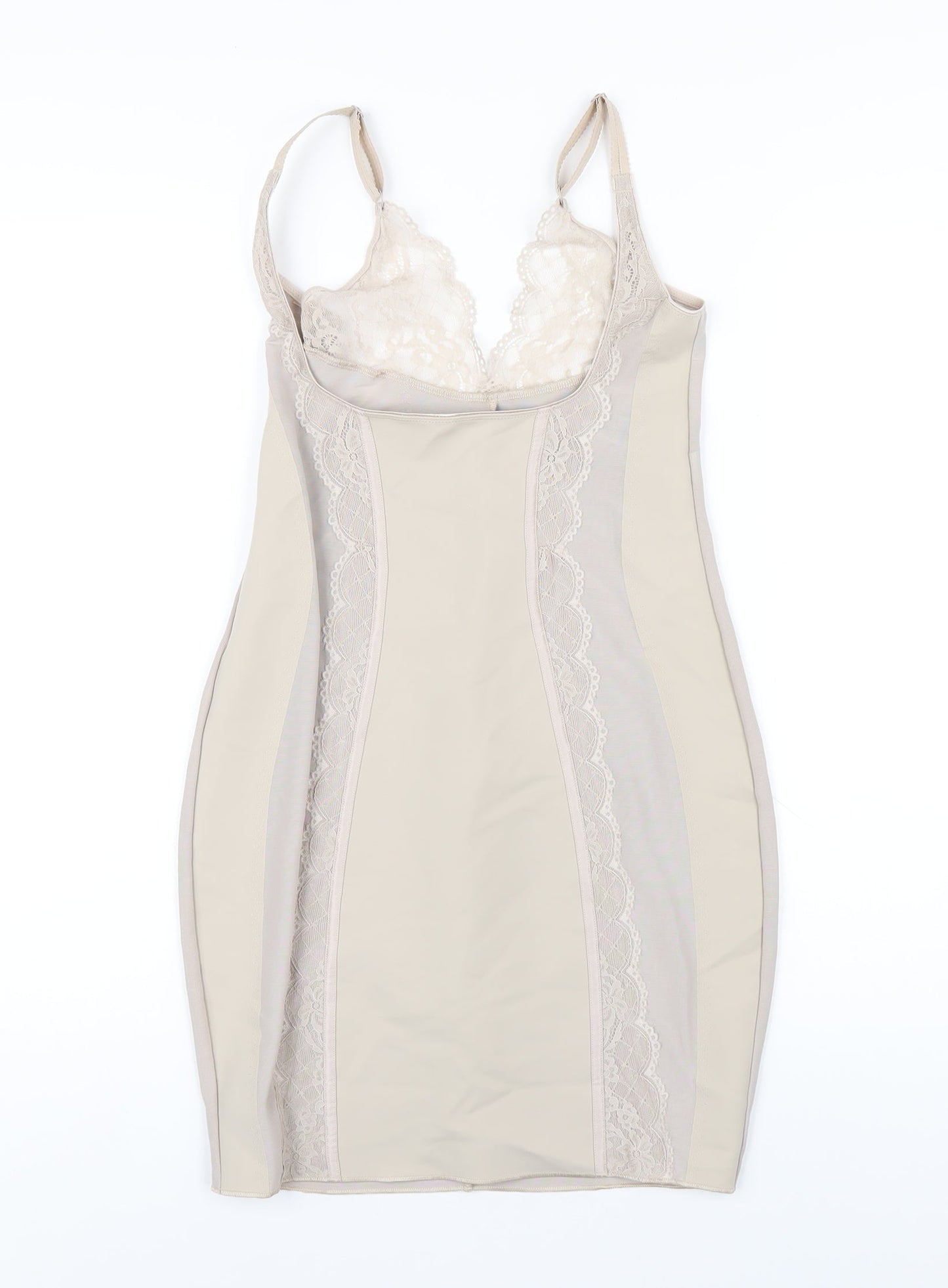 Marks and Spencer Womens Beige Solid Polyamide Cami Dress Size 14