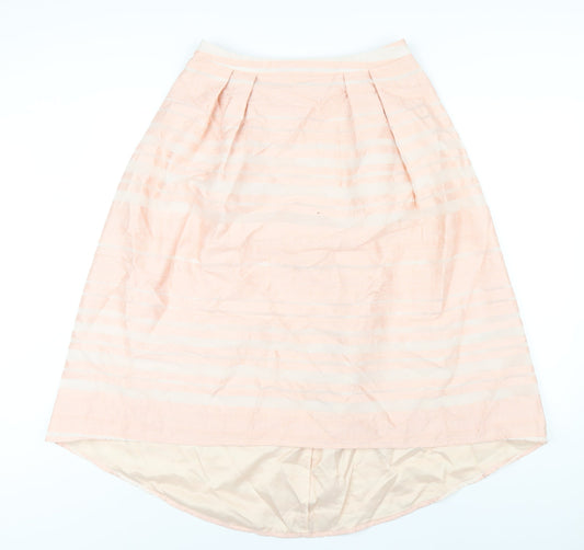Oasis Womens Pink Striped Acrylic A-Line Skirt Size 10 Zip