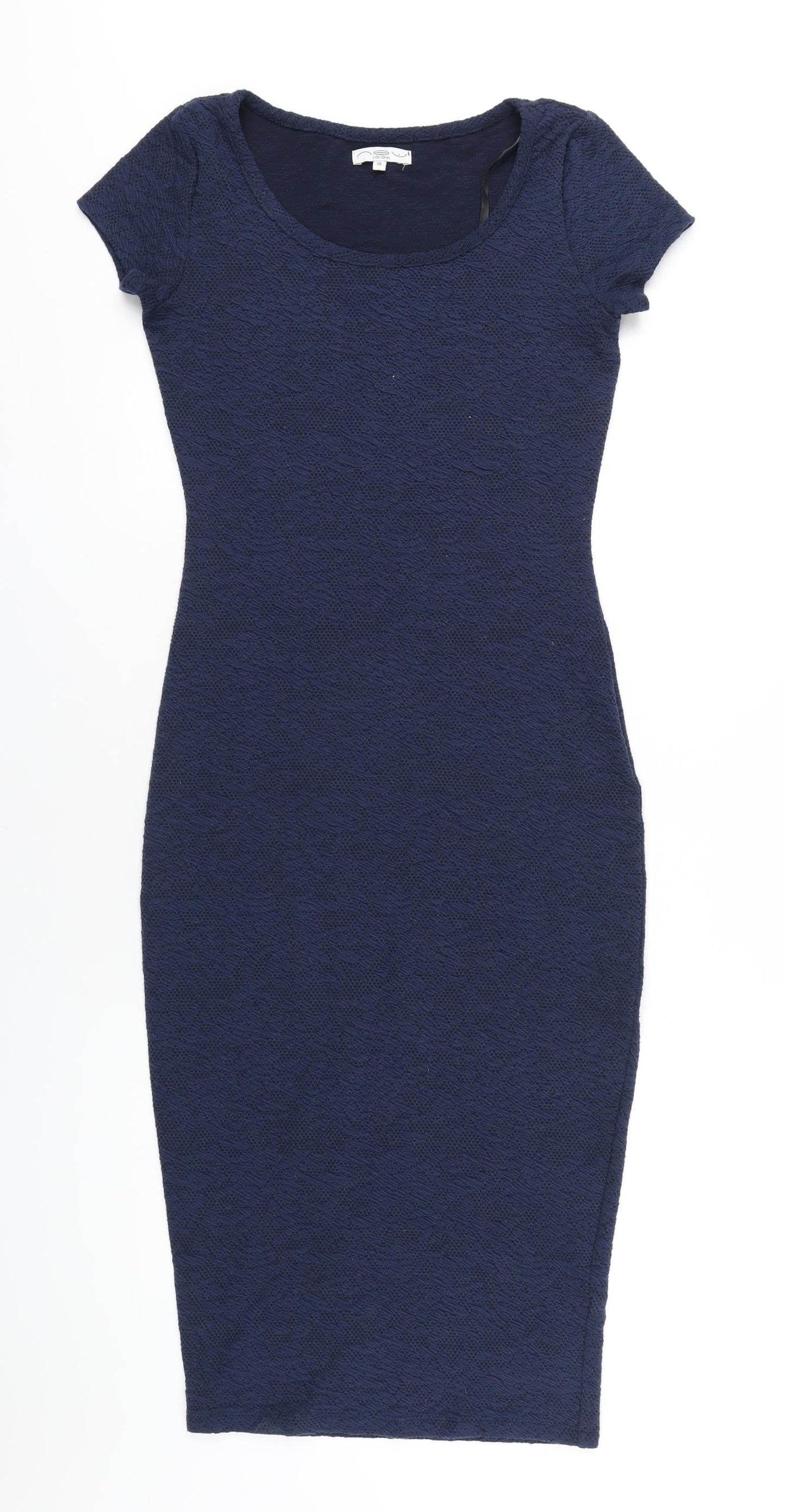 New Look Womens Blue Polyester Bodycon Size 10 Scoop Neck Pullover