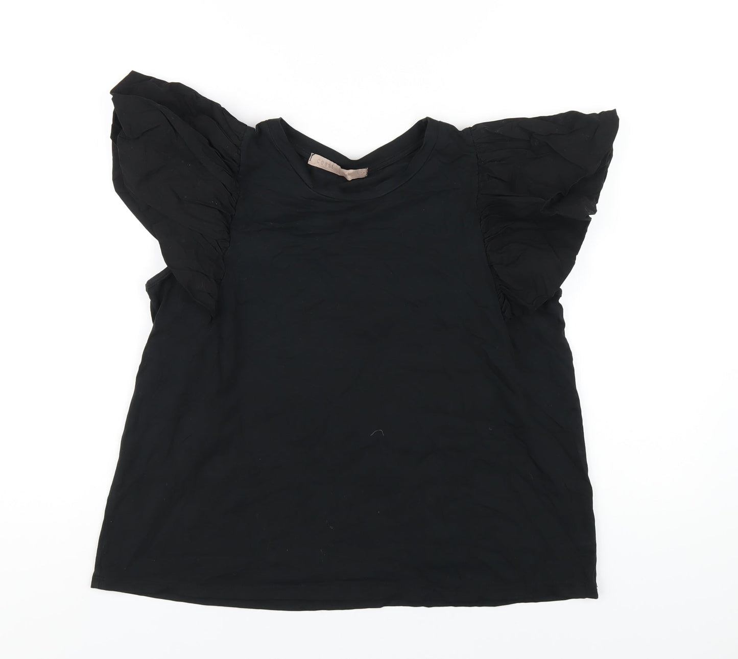Coast Womens Black Cotton Basic T-Shirt Size M Round Neck