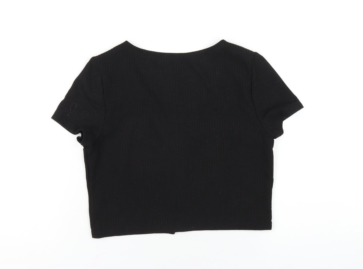 H&M Womens Black Polyester Basic T-Shirt Size M Scoop Neck