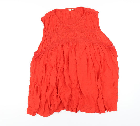 Gap Womens Red Viscose Basic T-Shirt Size L Round Neck