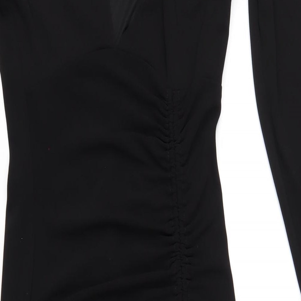 Zara Womens Black Polyester Maxi Size XS Round Neck Zip
