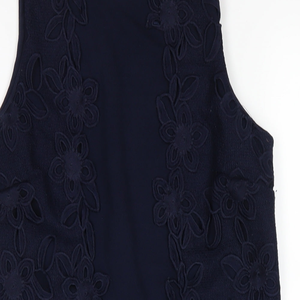Warehouse Womens Blue Polyester A-Line Size 12 Round Neck Zip