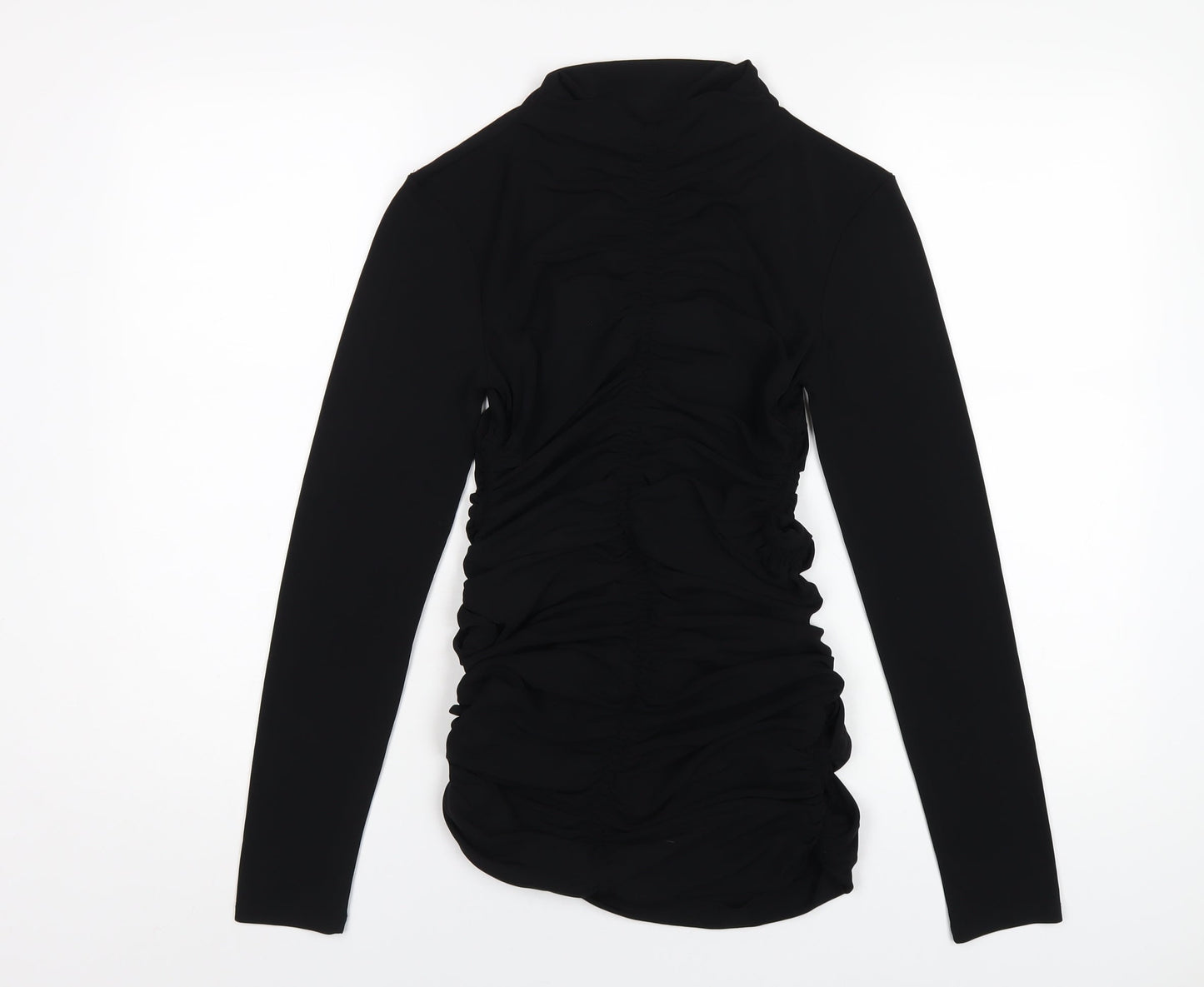 Zara Womens Black Polyester Mini Size M Mock Neck Pullover