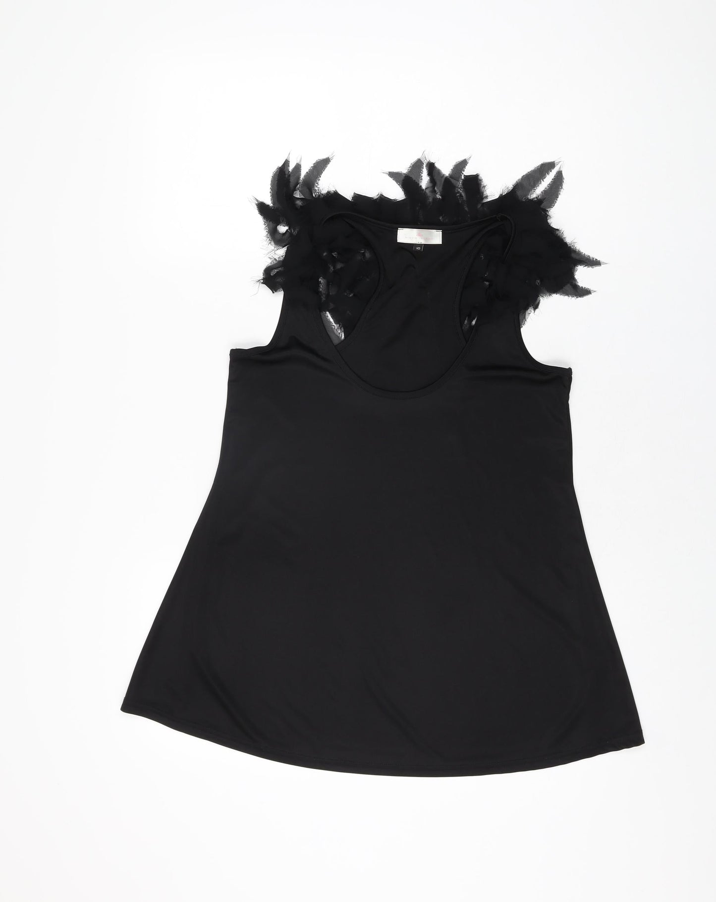 River Island Womens Black Polyester Basic T-Shirt Size 10 Scoop Neck