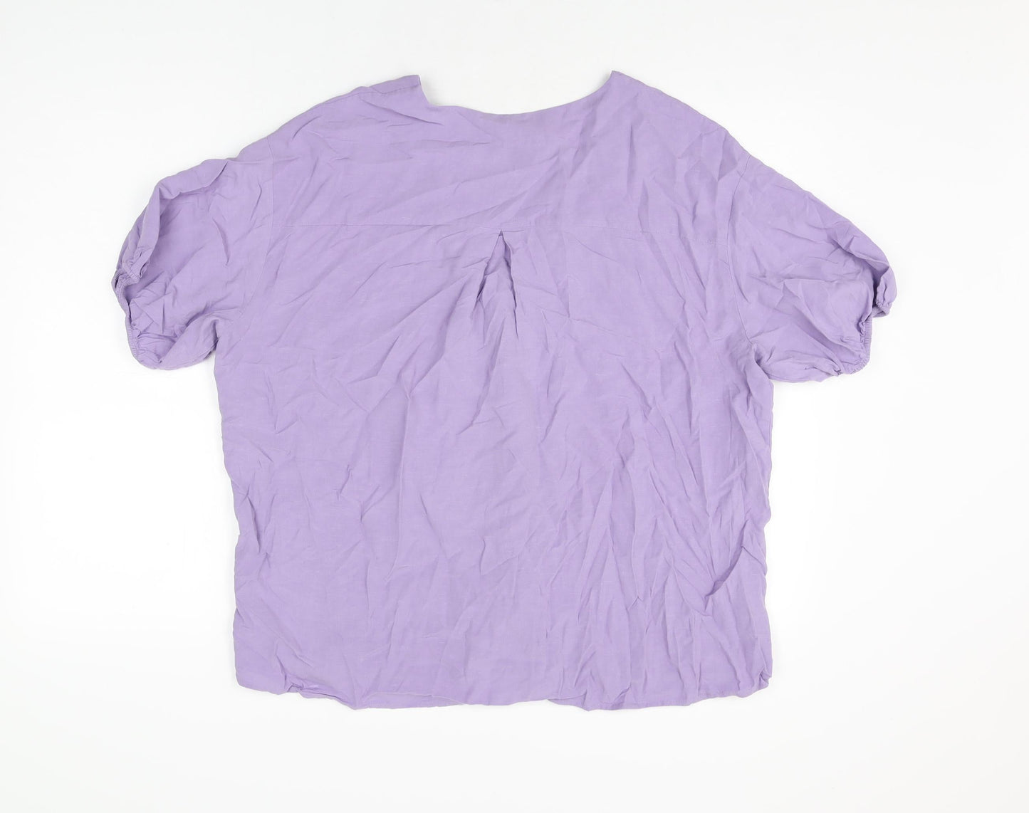 Autograph Womens Purple Viscose Basic Button-Up Size 14 V-Neck
