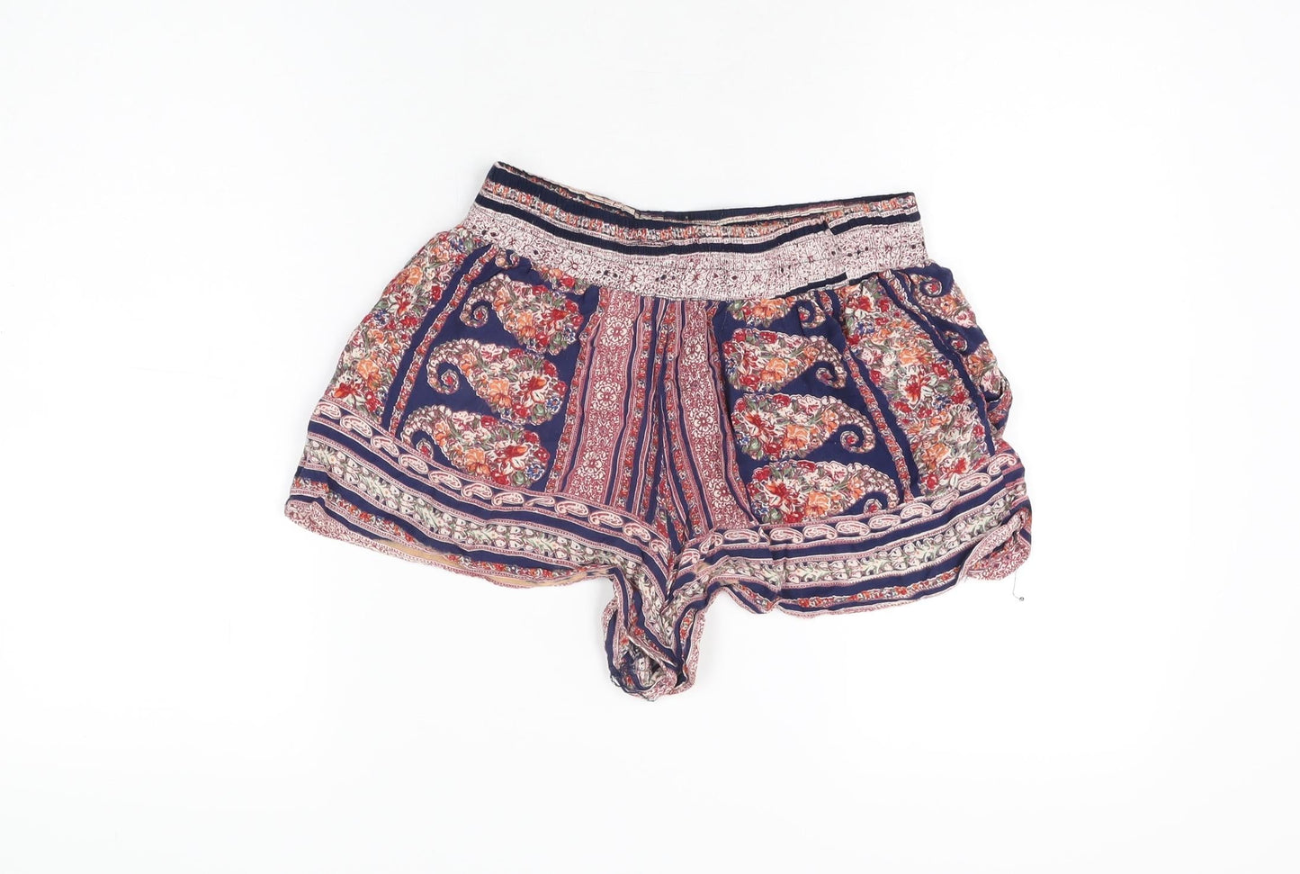 Angie Womens Multicoloured Geometric Polyester Hot Pants Shorts Size S Regular Pull On