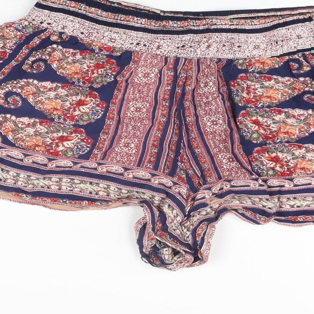 Angie Womens Multicoloured Geometric Polyester Hot Pants Shorts Size S Regular Pull On